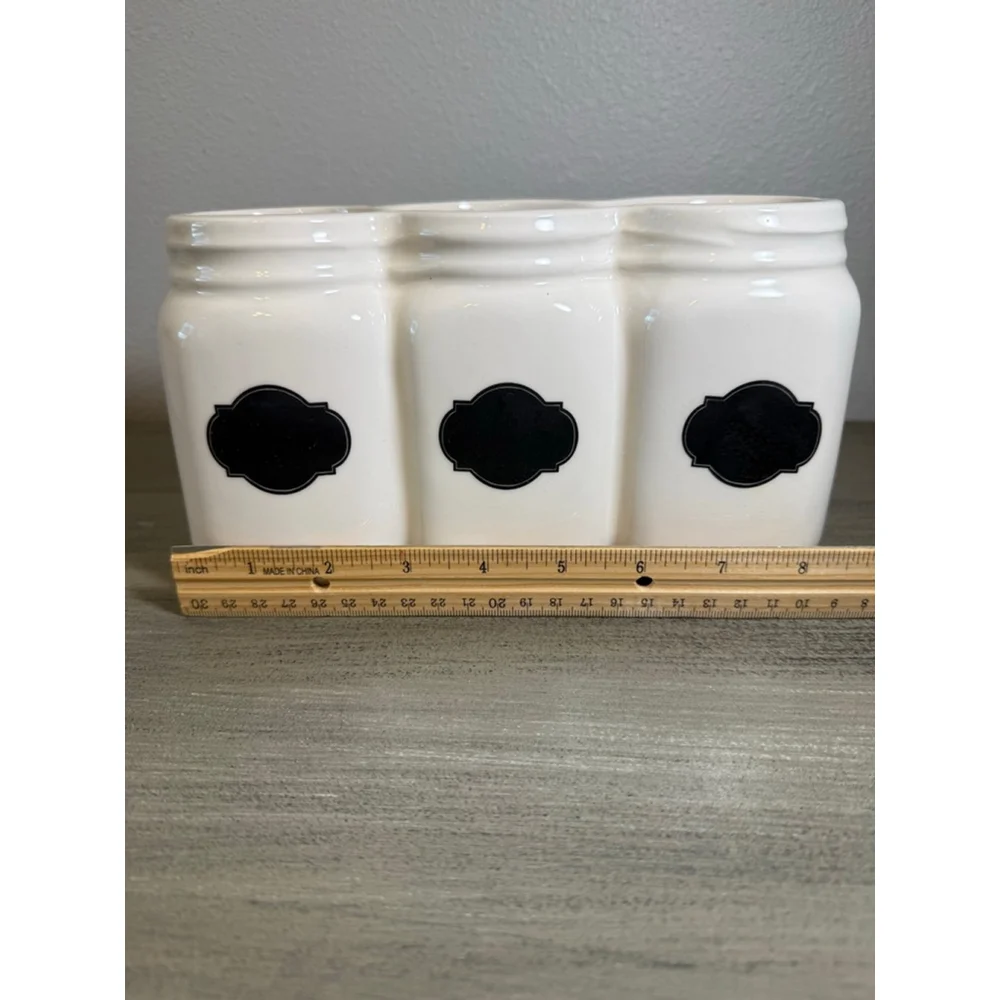 3 Mason Jar style Utensil holder Farmhouse Rustic Kitchen